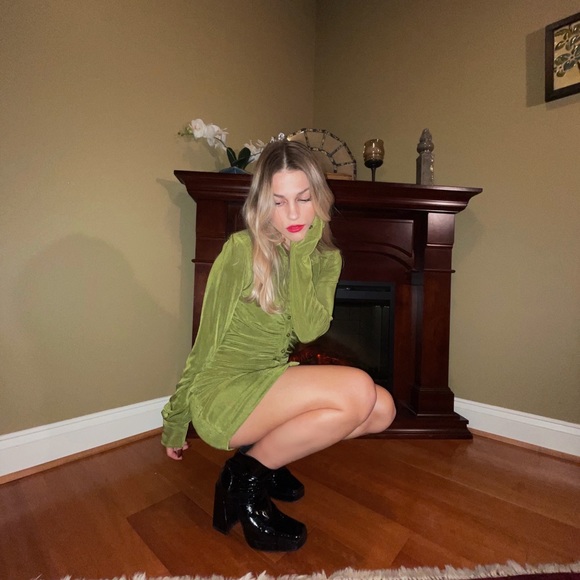 With Jean - Andy Dress Forest Green XS - Picture 2 of 11